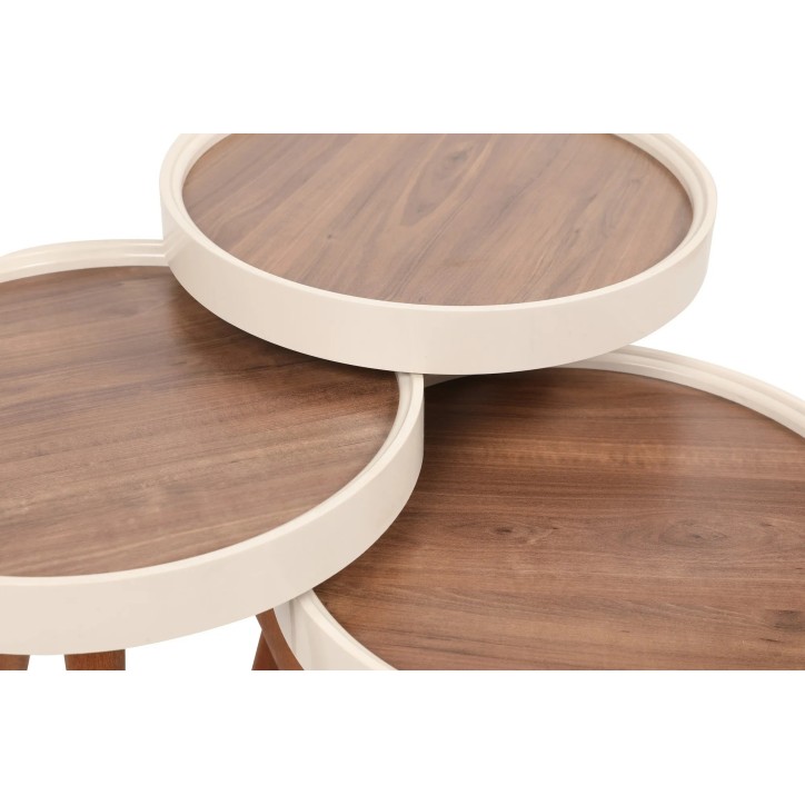 Mesa Nido (3 Piezas) Wood Nogal Crema