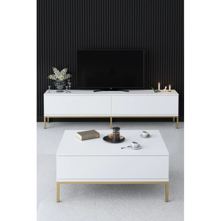 Mueble TV Lord Blanco Oro