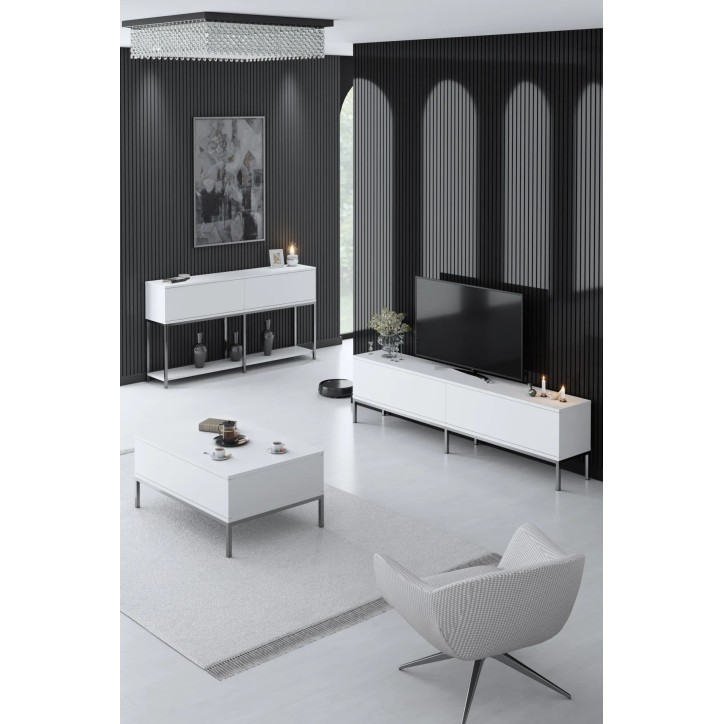 Conjunto de muebles de sala Lord Blanco Plata