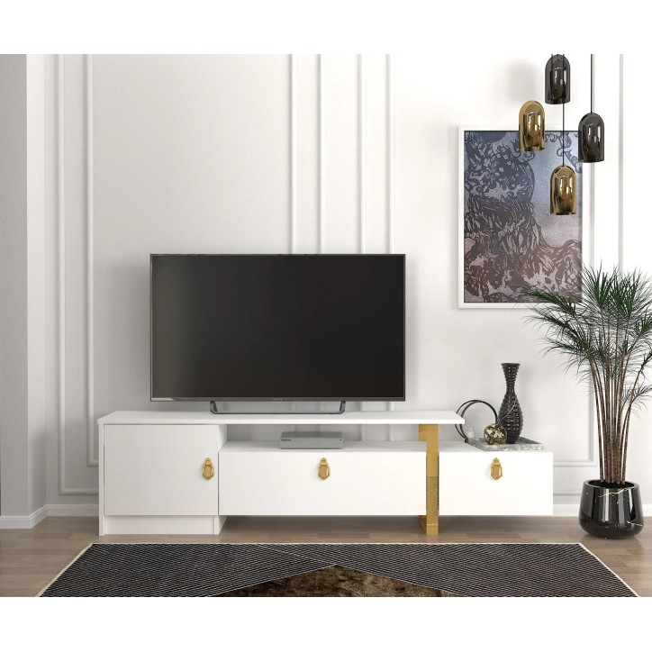 Mueble TV Aramis  Blanco Oro