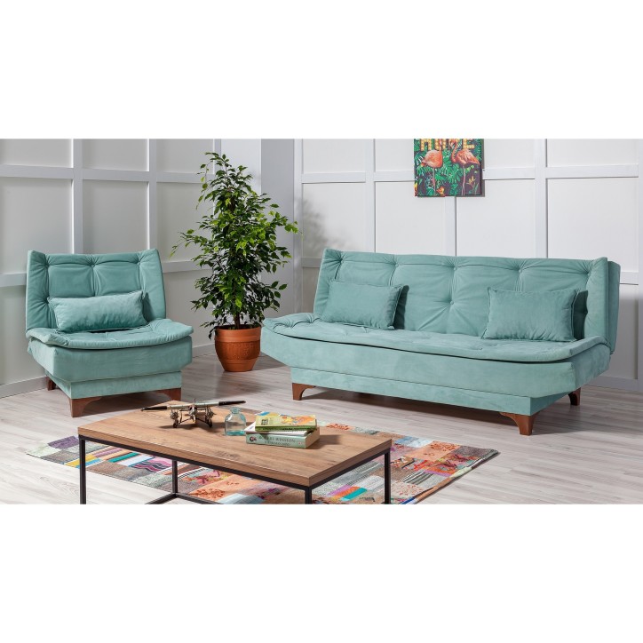 Set sofá cama sillón Kelebek TKM03 0400 Verde pistacho