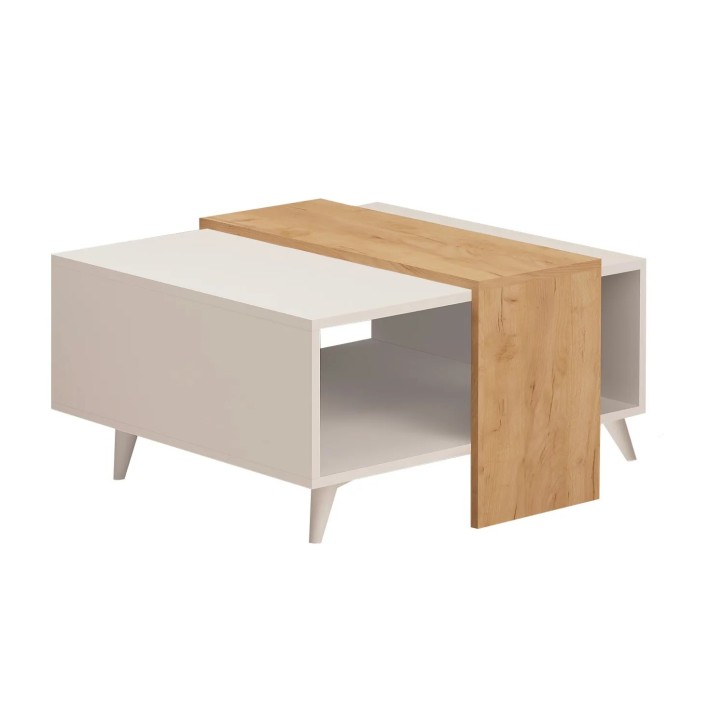 Mesa de centro Dowel Roble Blanco