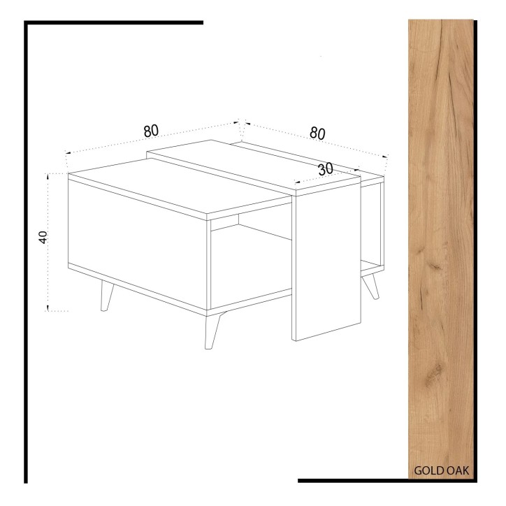 Mesa de centro Dowel Roble Blanco