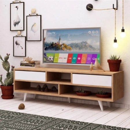 Mueble TV Glasgow Roble Blanco