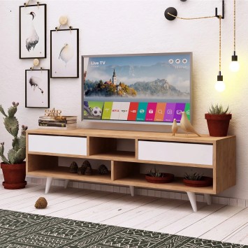 Mueble TV Glasgow Roble Blanco - 811MDD3001