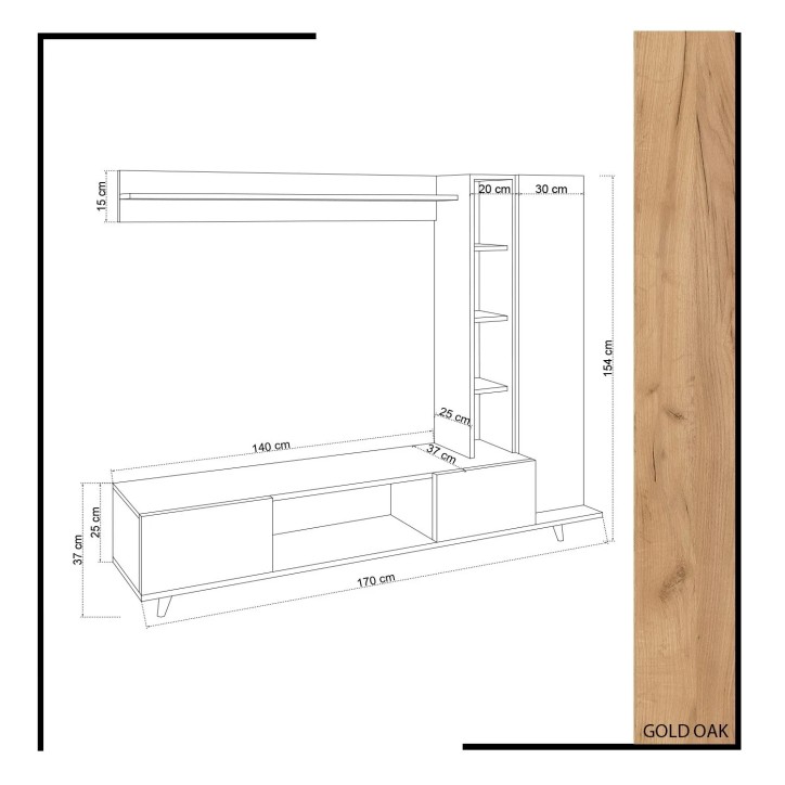 Mueble TV Rambuty Roble Blanco