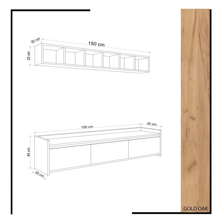 Mueble TV Liçi Roble Blanco