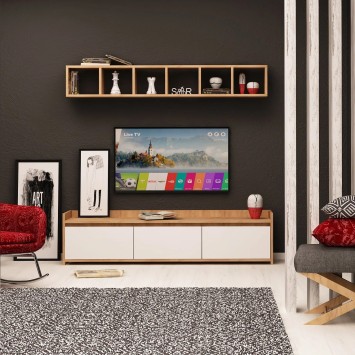 Mueble TV Liçi Roble Blanco - 811MDD3004