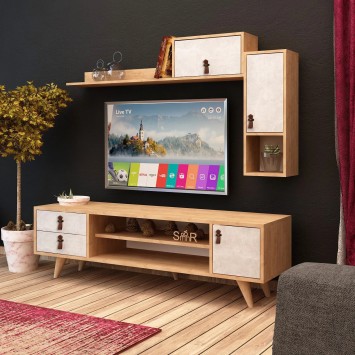 Mueble TV Eleva Roble Blanco - 811MDD3010