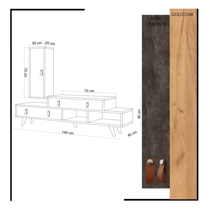 Mueble TV Joseph Roble Gris oscuro