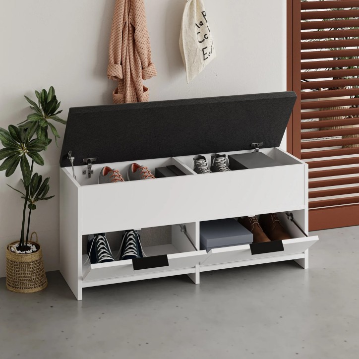 Zapatero Cove Shoe Bench Blanco