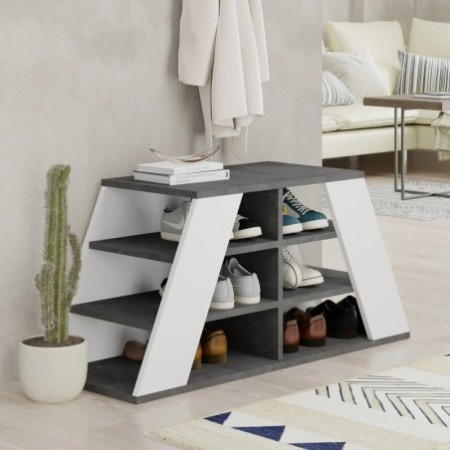 Zapatero Pyramid Shoe Bench Gris Blanco