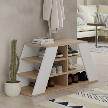 Zapatero Pyramid Shoe Bench Roble Blanco - 855DTE5165