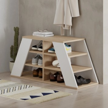 Zapatero Pyramid Shoe Bench Roble Blanco - 855DTE5165