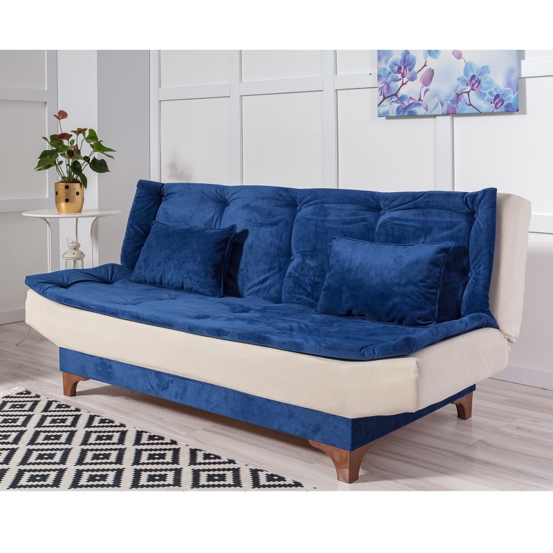 Sofá cama 3 plazas Kelebek Crema azul oscuro - 867UNQ1347