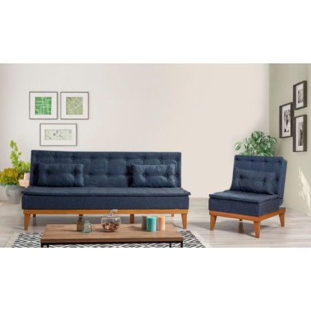 Set sofá cama sillón Fuoco Azul oscuro