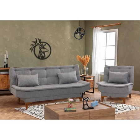 Set sofá cama sillón Santo TKM04-1008 Gris