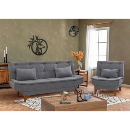 Set sofá cama sillón Santo TKM05-94216 Gris oscuro - 867UNQ1642