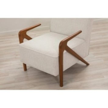 Sillón Larus Wood Berjer Nogal Crema 8684282723059