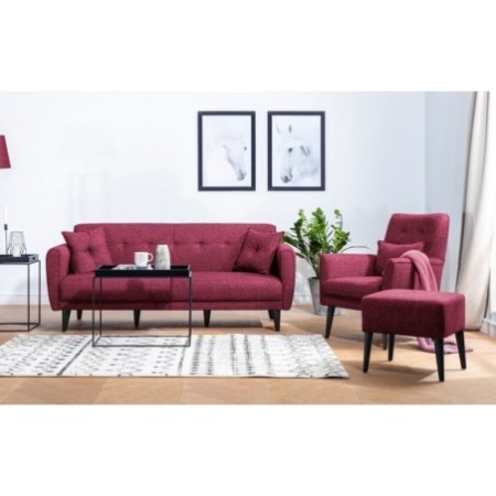 Set sofá cama sillón Aria TAKIM2-S 94819 Rojo burdeos - 867UNQ1684