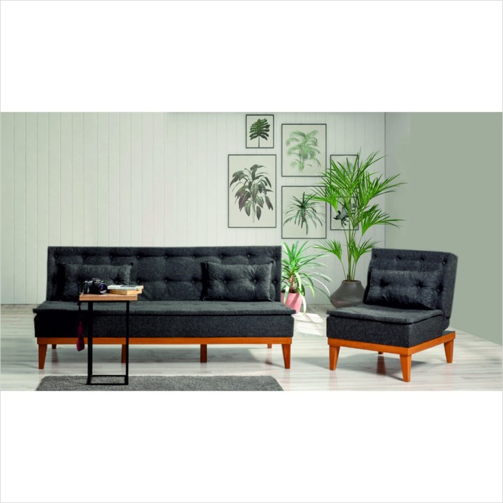 Set sofá cama sillón Fuoco TKM01-1053 Antracita