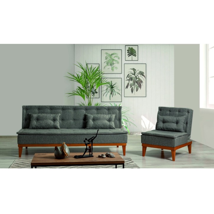 Set sofá cama sillón Fuoco TKM04-94216 Gris oscuro