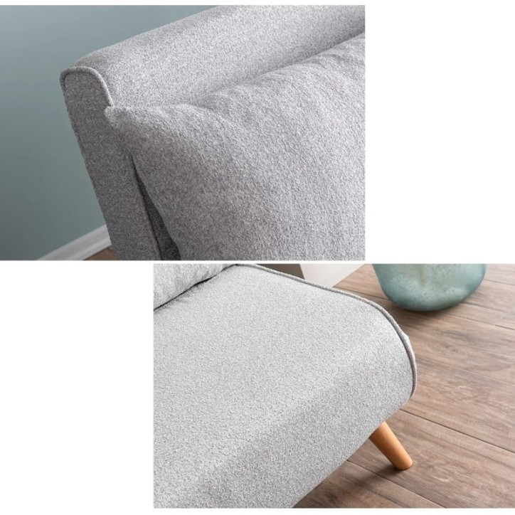 Sofá-cama de 2 plazas Folde - Teddy Fabric Gris