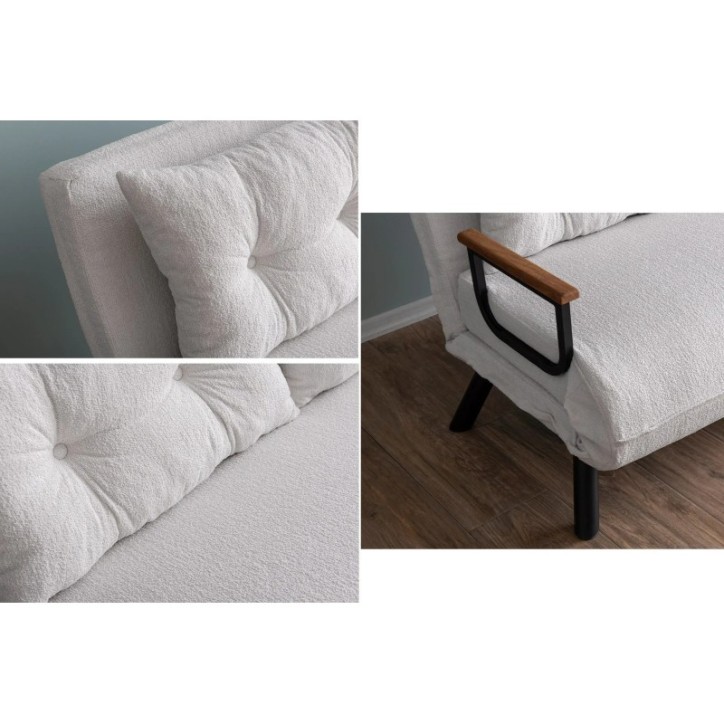 Sofá-cama de 2 plazas Sando - Teddy Fabric Crema