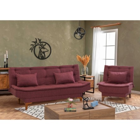 Set sofá cama sillón Santo TKM02-94819 Rojo burdeos - 867UNQ1639