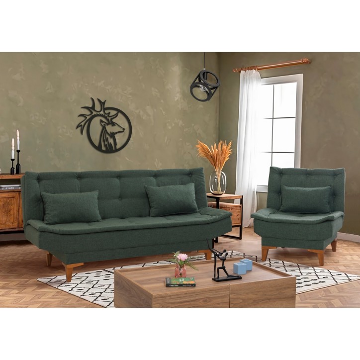 Set sofá cama sillón Santo TKM03-1070 Verde