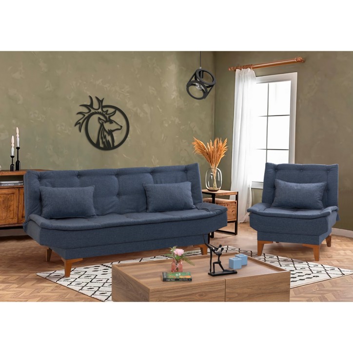 Set sofá cama sillón Santo Azul oscuro