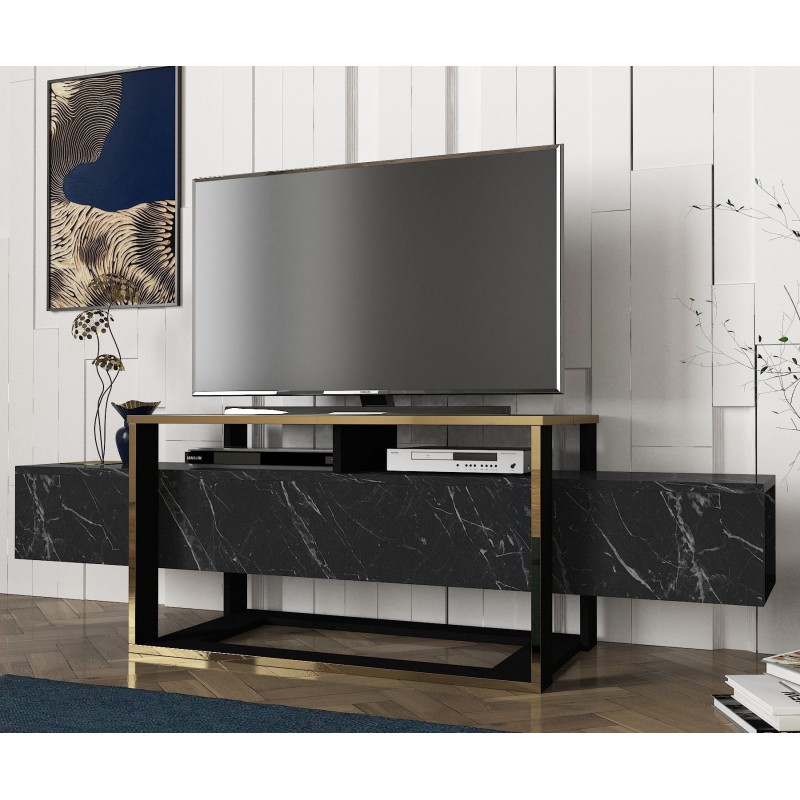 Mueble TV Bianco dorado negro - 804TRH3054