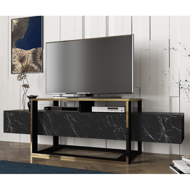 Mueble TV Bianco dorado negro