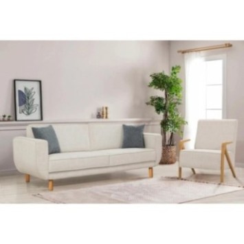 Conjunto sofá cama sillón Larus Wood Roble Crema 8684282723141