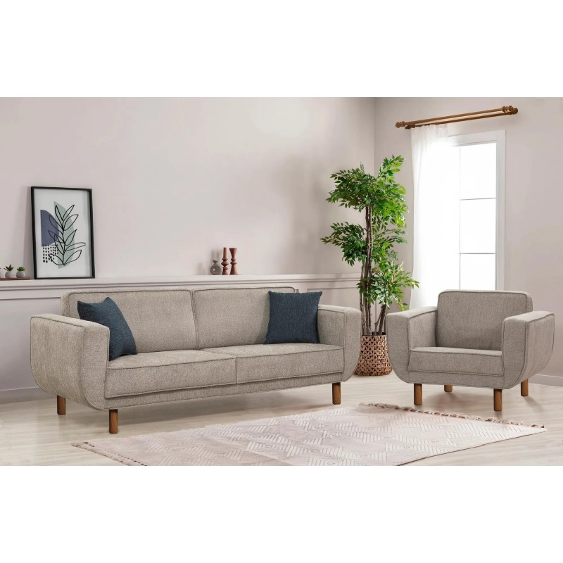 Conjunto sofá cama sillón Lorus Nogal Gris 8684282723158