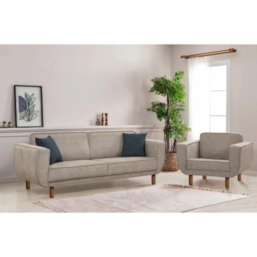 Conjunto sofá cama sillón Lorus Nogal Gris