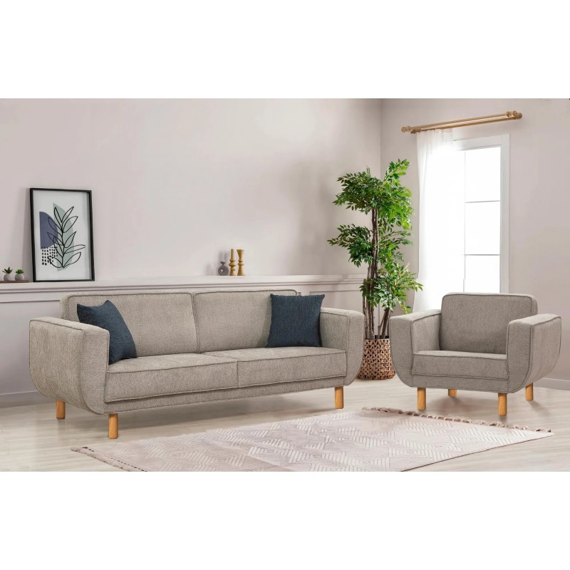 Conjunto sofá cama sillón Lorus Roble Gris 8684282723165