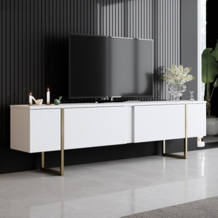 Mueble TV Luxe dorado blanco - 618BLY1102