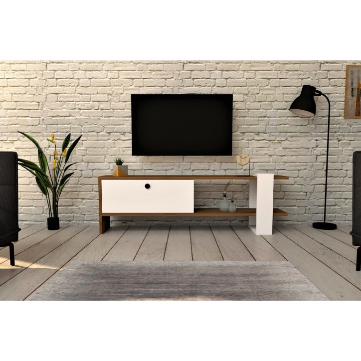 Mueble TV Gaye blanco nogal