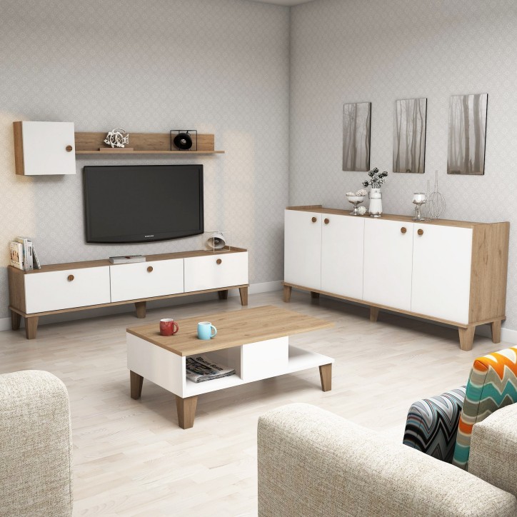 Conjunto de muebles de salón Sumer 3 roble blanco