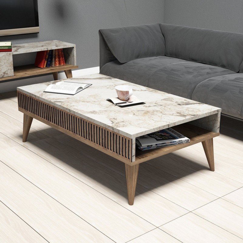 Mesa de centro Milan blanco nogal - 845HCT2854