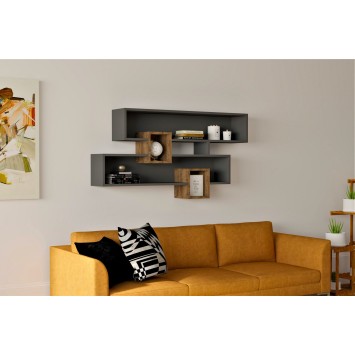 Estante de pared Karen antracita nogal - 835PUQ1608