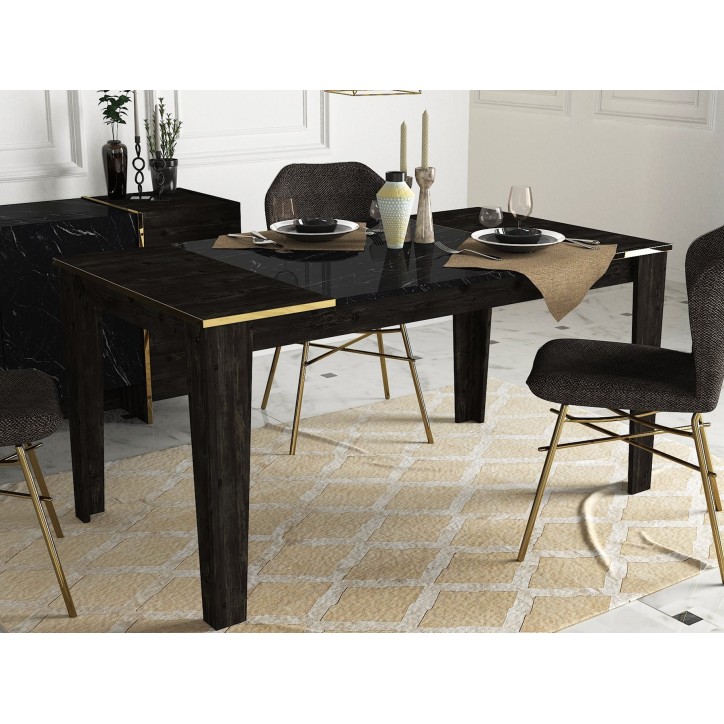 Mesa comedor Veyron dorado negro