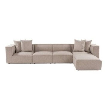 Sofá esquinero Sora (L1-O1-O1-1R-POUFFE ) Beige Arena 8684282428237