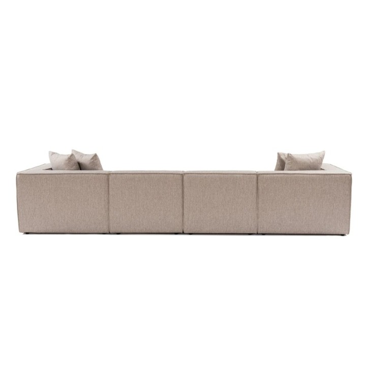 Sofá esquinero Sora (L1-O1-O1-1R-POUFFE ) Beige Arena