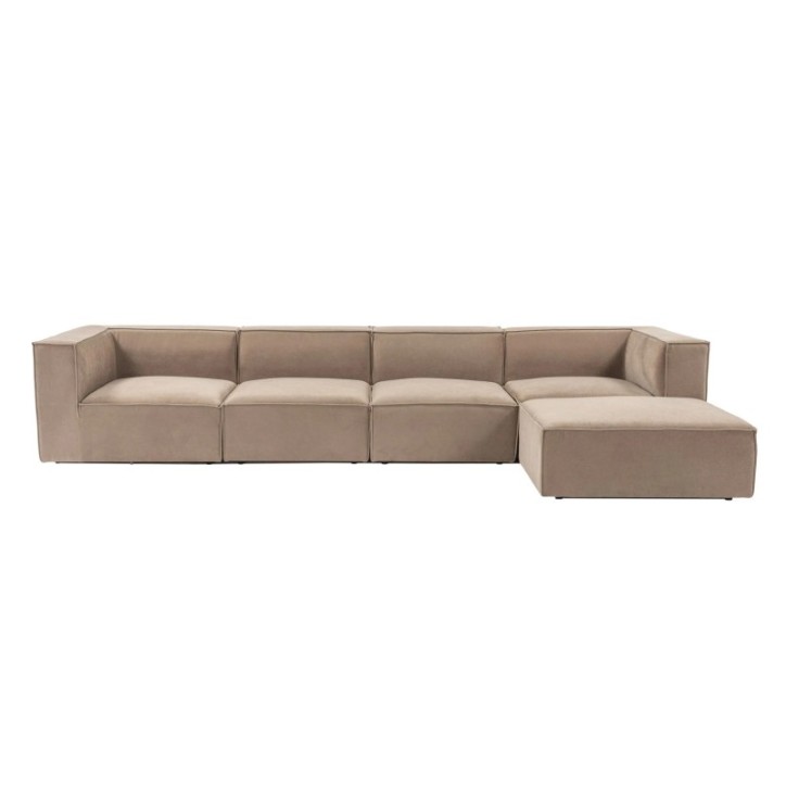 Sofá esquinero Sora (L1-O1-O1-1R-POUFFE ) Capuchino