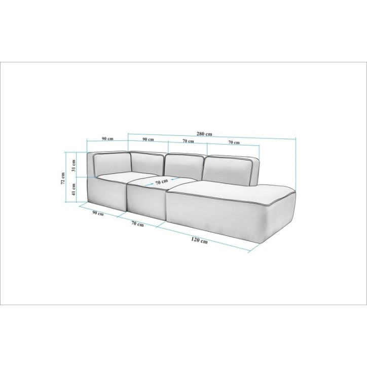 Sofá esquinero More M (M8-M1-M3) Crema