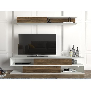 Mueble TV con estante Manyetik nogal blanco - 756FRN3039