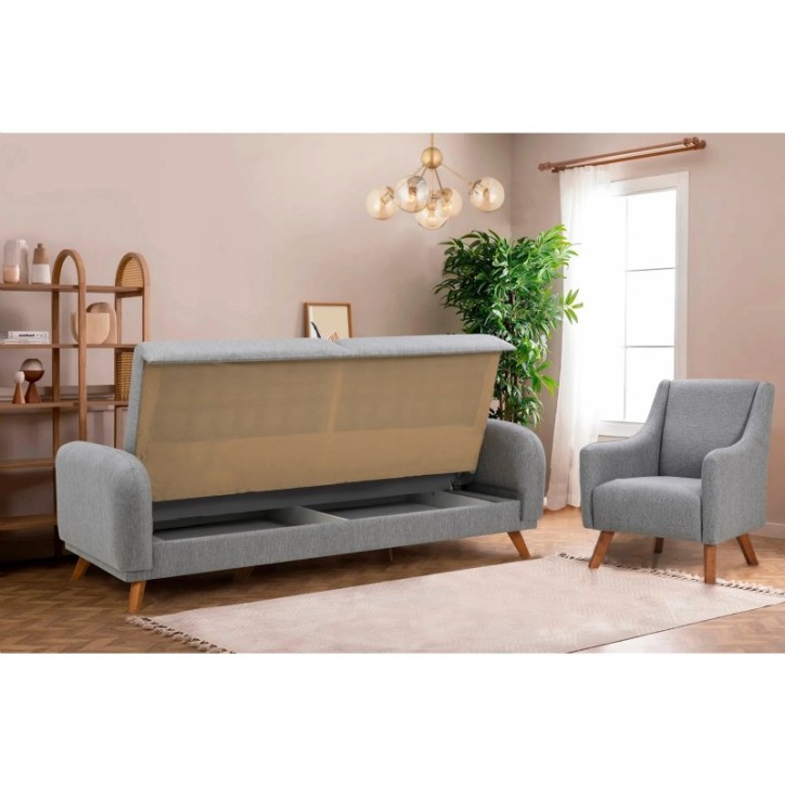 Conjunto sofá cama sillón Hera Gris