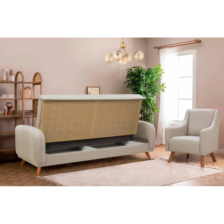 Conjunto sofá cama sillón Hera Crema